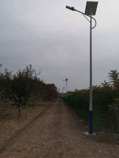 太陽能路燈道路施工實(shí)景圖